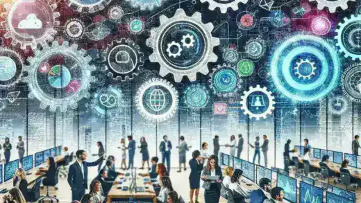 "Imagen de grandes empresas españolas implementando tecnologías digitales en la cadena de valor para mejorar la eficiencia y la competitividad en el mercado."