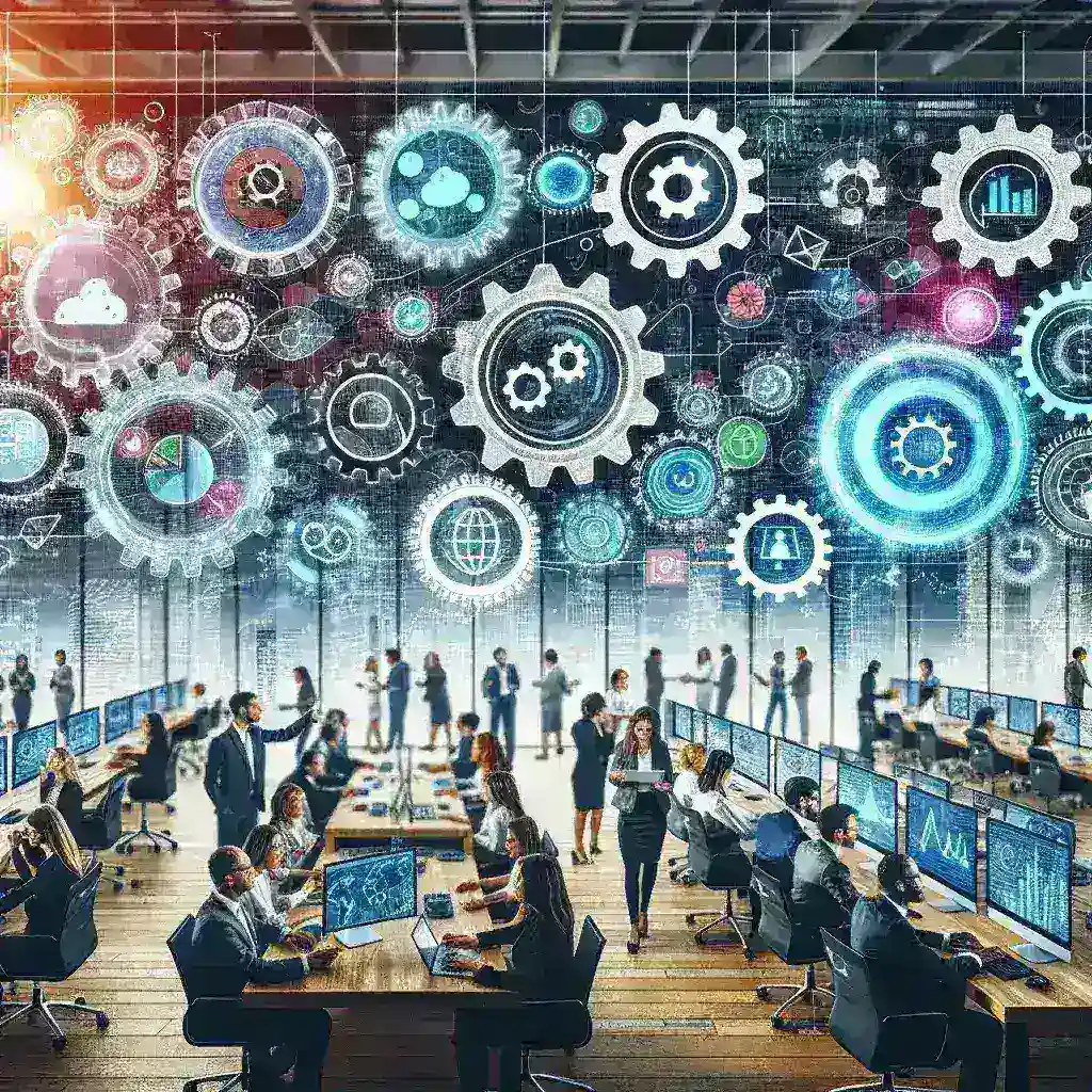 "Imagen de grandes empresas españolas implementando tecnologías digitales en la cadena de valor para mejorar la eficiencia y la competitividad en el mercado."